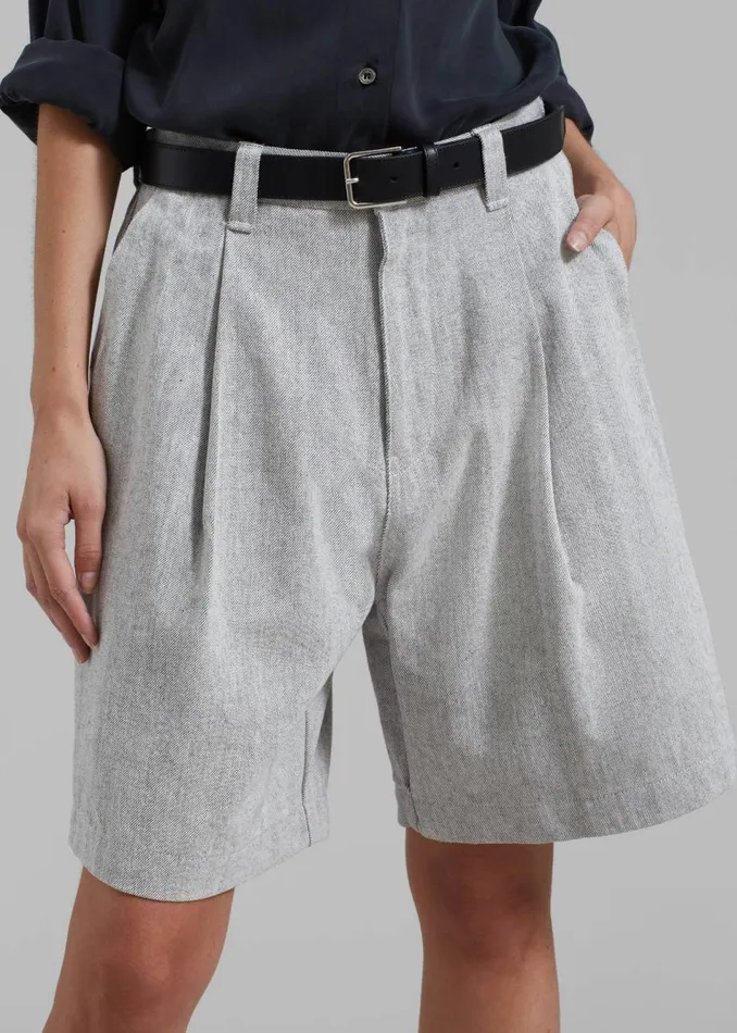 Women The Frankie Shop Bottoms Lou Denim Bermuda Shorts Grey