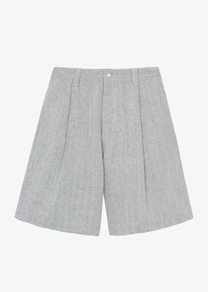 Women The Frankie Shop Bottoms Lou Denim Bermuda Shorts Grey