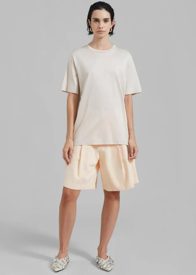 Women The Frankie Shop Bottoms Lou Denim Bermuda Shorts Light Apricot