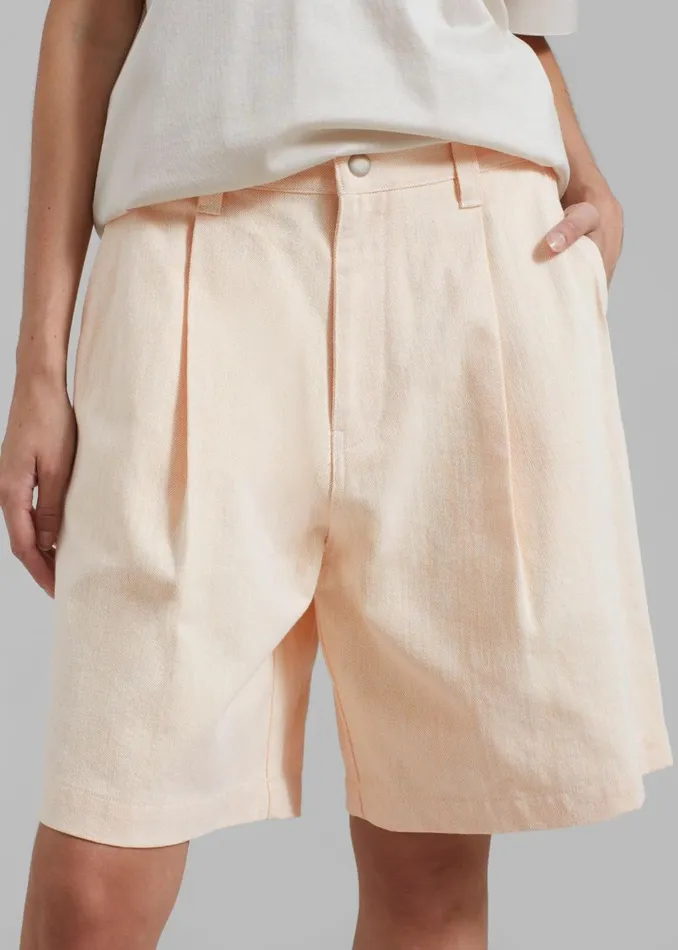 Women The Frankie Shop Bottoms Lou Denim Bermuda Shorts Light Apricot