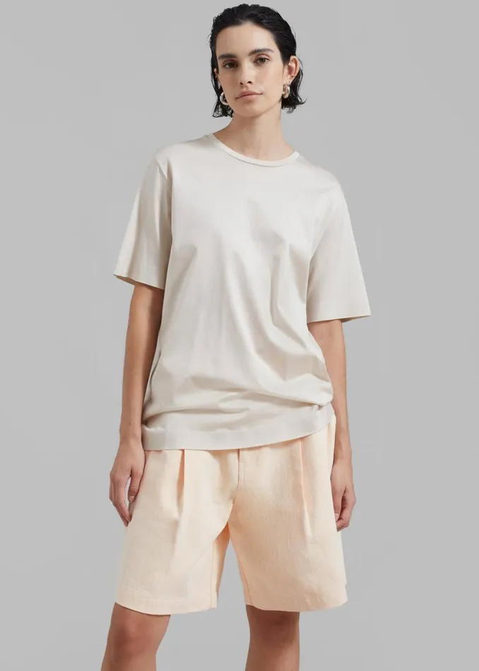 Women The Frankie Shop Bottoms Lou Denim Bermuda Shorts Light Apricot