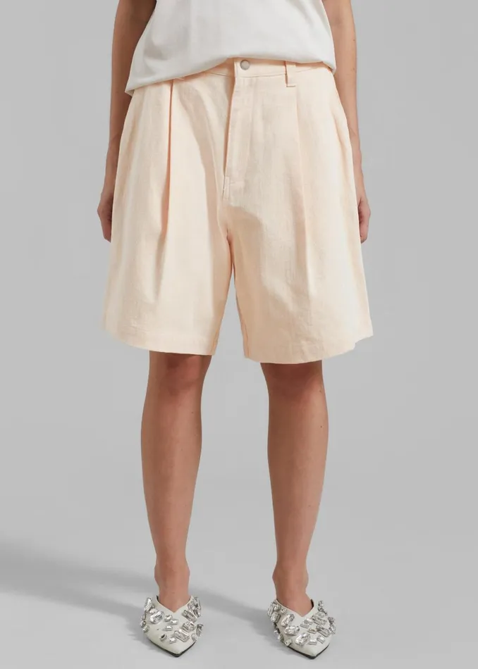 Women The Frankie Shop Bottoms Lou Denim Bermuda Shorts Light Apricot