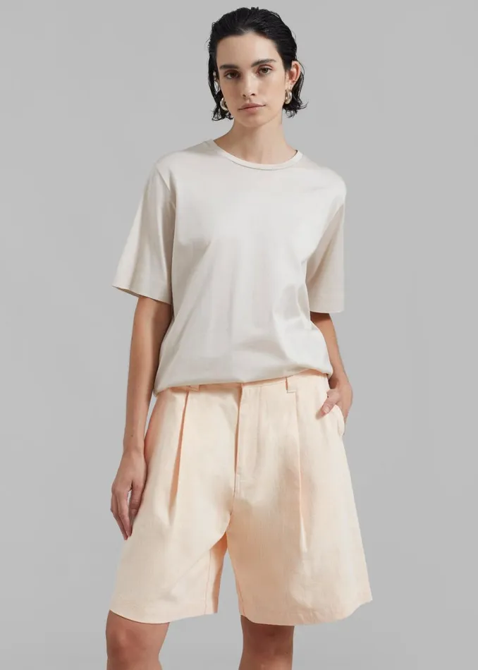 Women The Frankie Shop Bottoms Lou Denim Bermuda Shorts Light Apricot