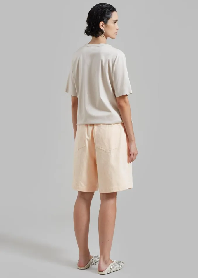Women The Frankie Shop Bottoms Lou Denim Bermuda Shorts Light Apricot