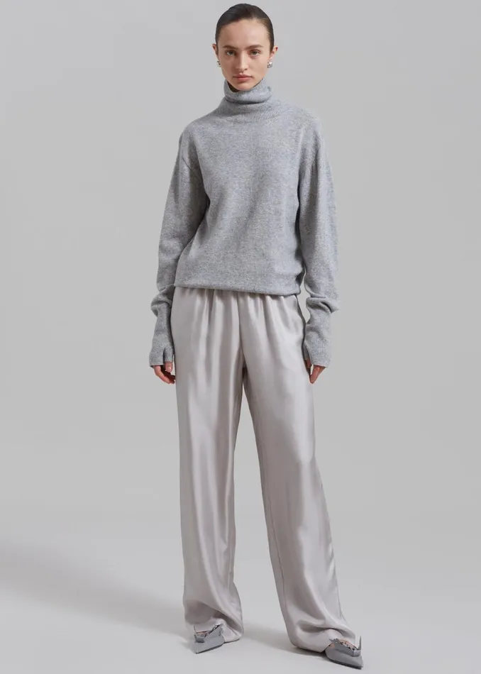Women The Frankie Shop Bottoms Loulou Studio Alera Pants Silver Grey