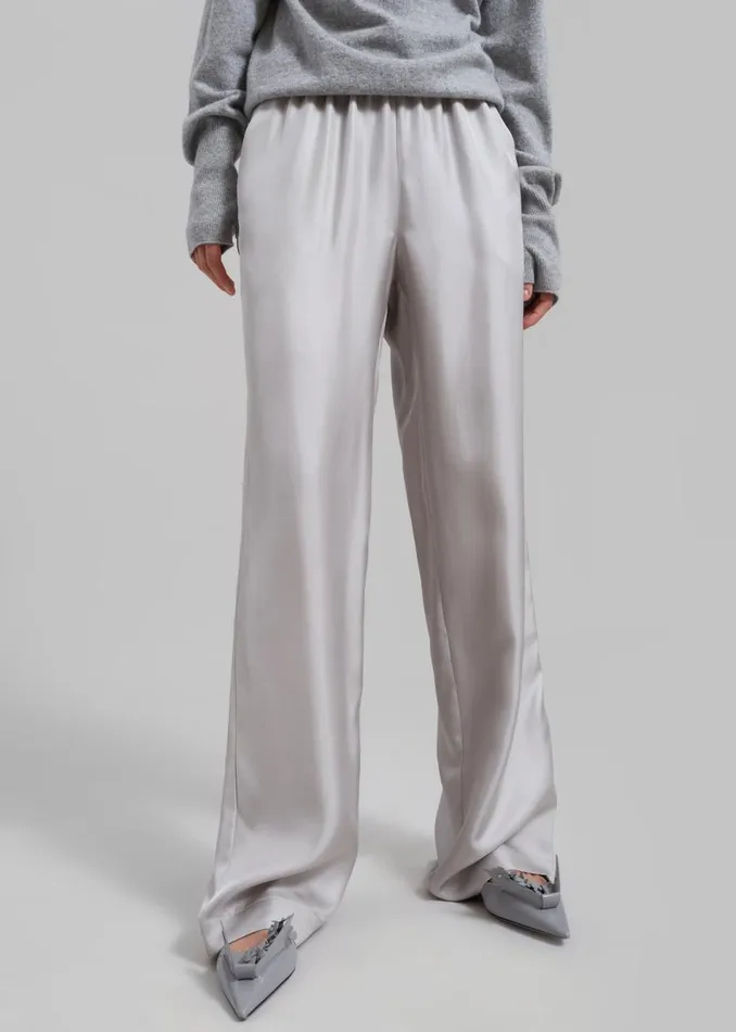 Women The Frankie Shop Bottoms Loulou Studio Alera Pants Silver Grey