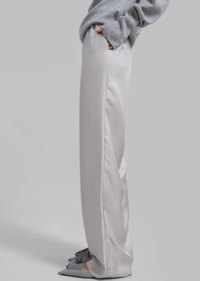 Women The Frankie Shop Bottoms Loulou Studio Alera Pants Silver Grey