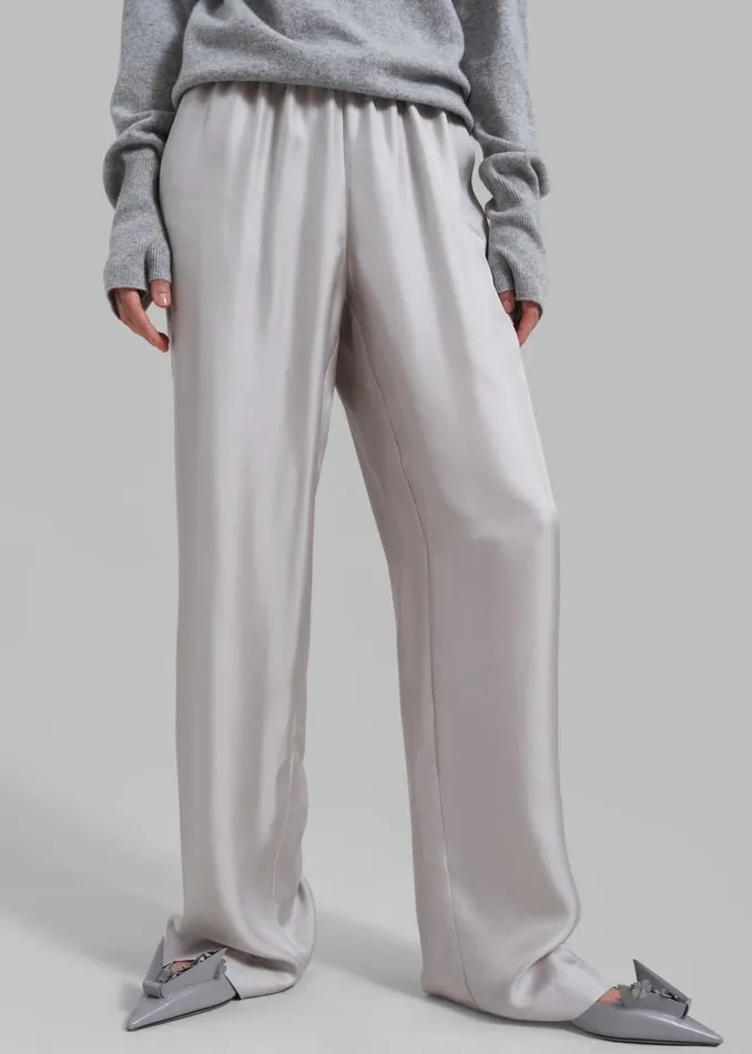 Women The Frankie Shop Bottoms Loulou Studio Alera Pants Silver Grey