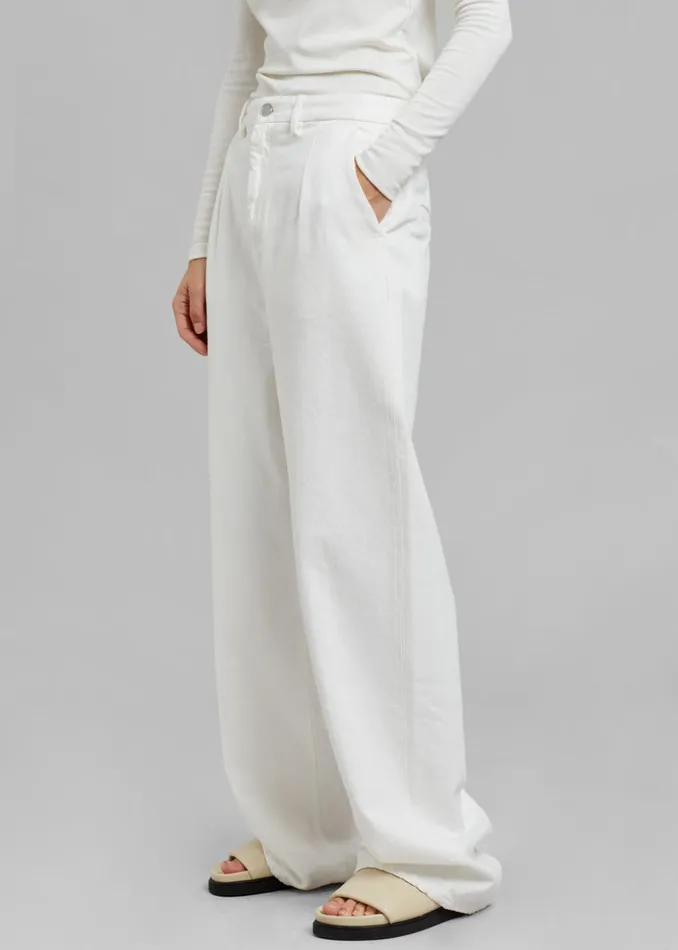 Women The Frankie Shop Bottoms Loulou Studio Attu Wide Leg Denim Ivory