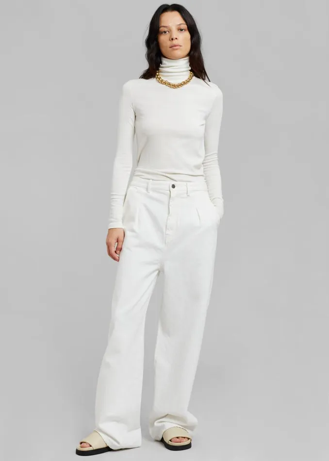 Women The Frankie Shop Bottoms Loulou Studio Attu Wide Leg Denim Ivory