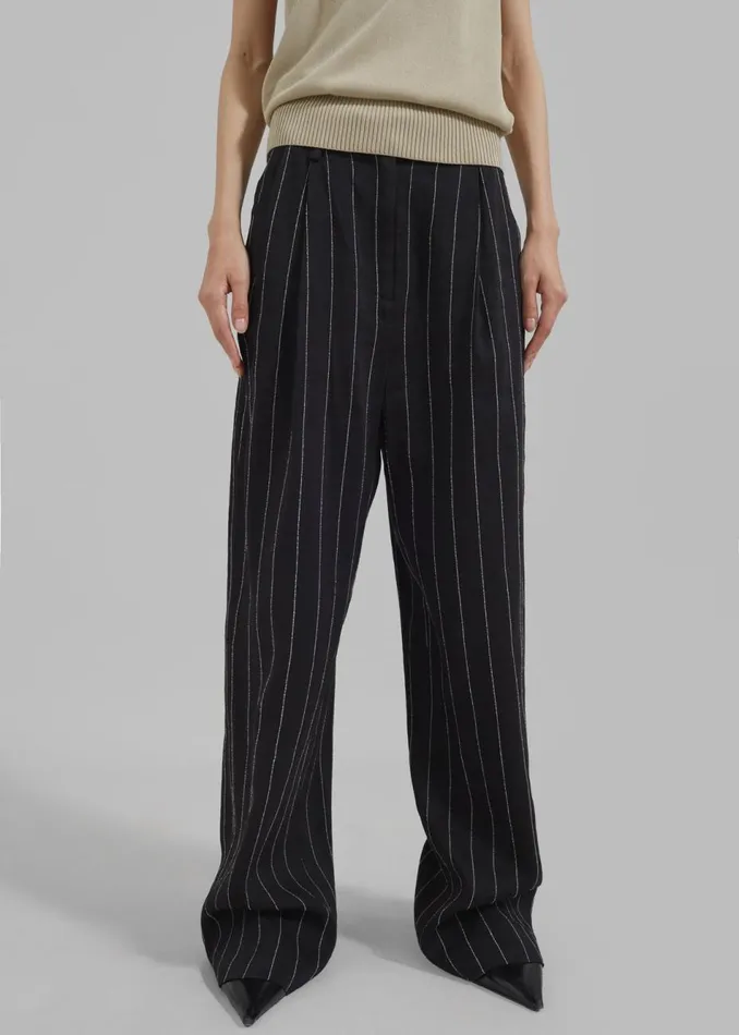 Women The Frankie Shop Bottoms Loulou Studio Enyo Pants Blackivory
