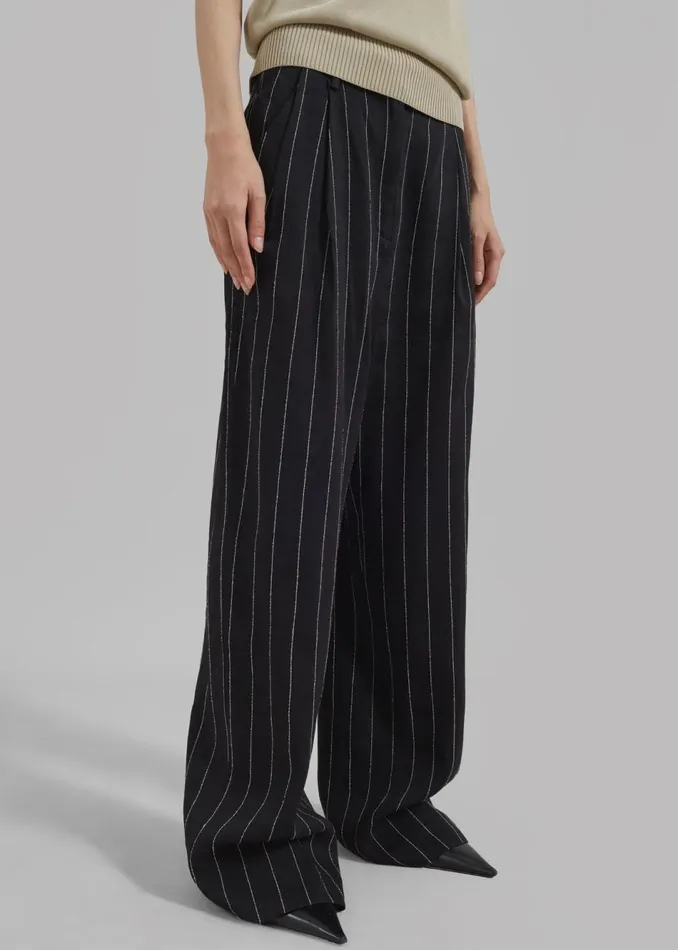 Women The Frankie Shop Bottoms Loulou Studio Enyo Pants Blackivory