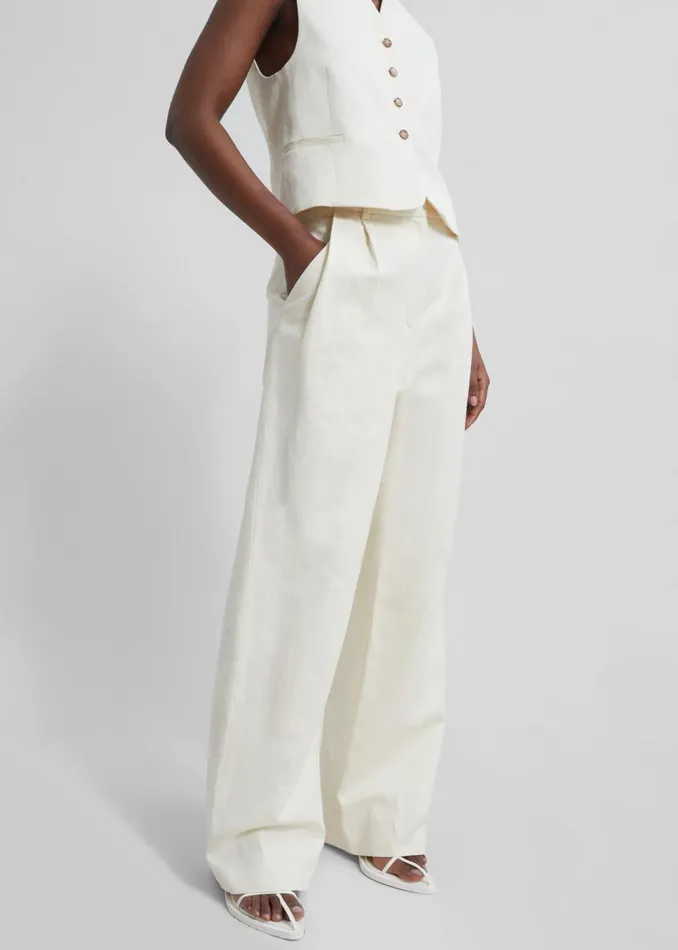 Women The Frankie Shop Bottoms Loulou Studio Idai Pants Frost Ivory
