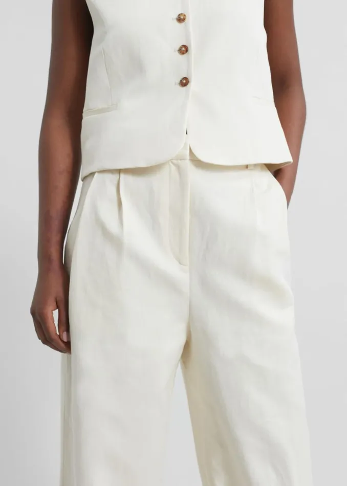 Women The Frankie Shop Bottoms Loulou Studio Idai Pants Frost Ivory
