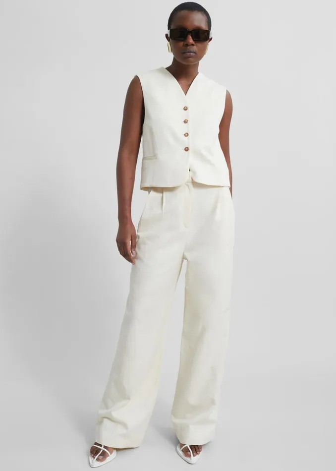 Women The Frankie Shop Bottoms Loulou Studio Idai Pants Frost Ivory