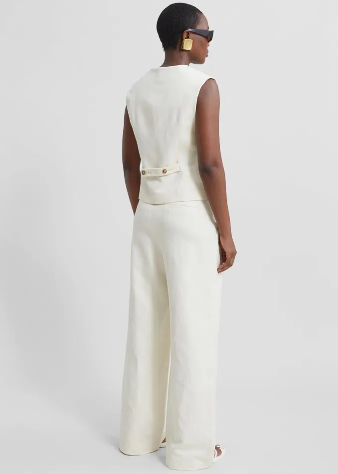 Women The Frankie Shop Bottoms Loulou Studio Idai Pants Frost Ivory