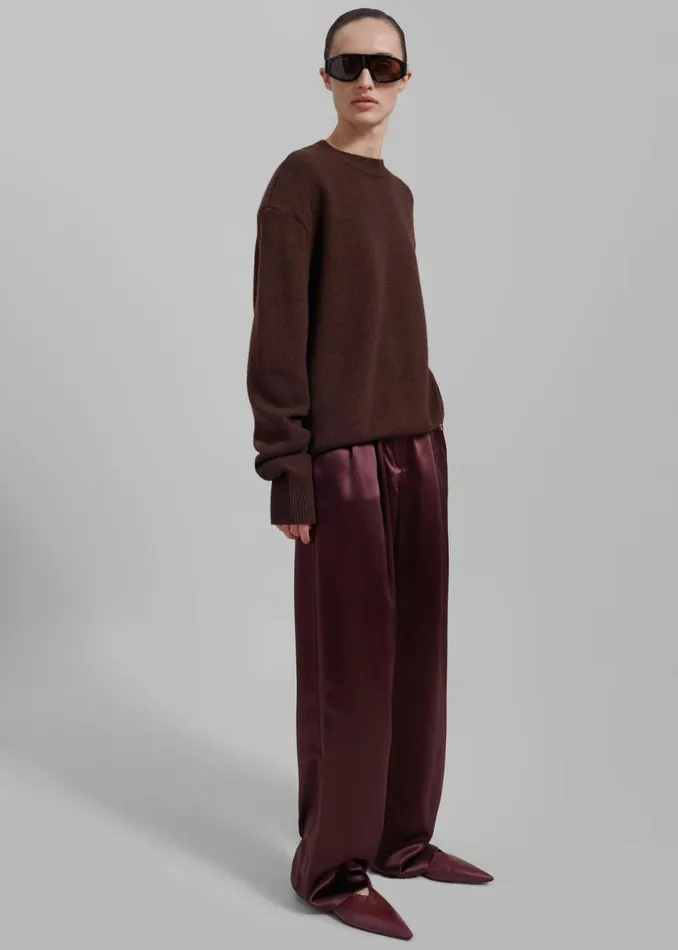 Women The Frankie Shop Bottoms Loulou Studio Vione Pants Midnight Bordeaux