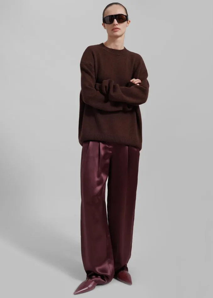Women The Frankie Shop Bottoms Loulou Studio Vione Pants Midnight Bordeaux