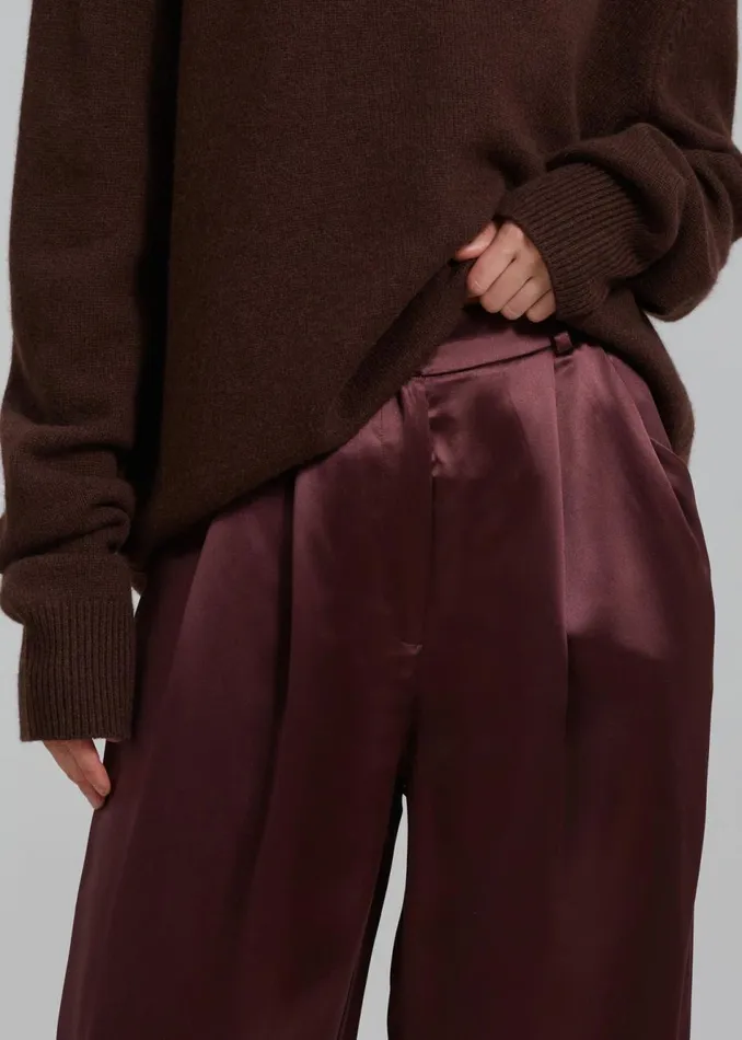 Women The Frankie Shop Bottoms Loulou Studio Vione Pants Midnight Bordeaux