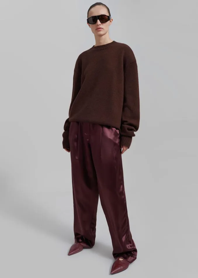 Women The Frankie Shop Bottoms Loulou Studio Vione Pants Midnight Bordeaux
