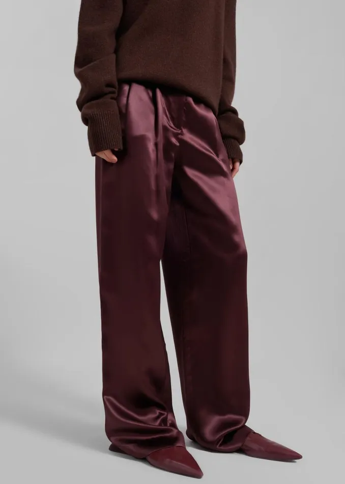 Women The Frankie Shop Bottoms Loulou Studio Vione Pants Midnight Bordeaux