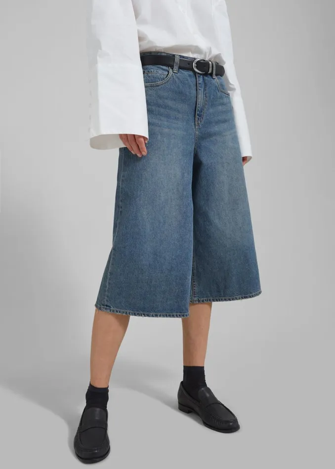 Women The Frankie Shop Bottoms Low Classic Denim Bermuda Pants Blue