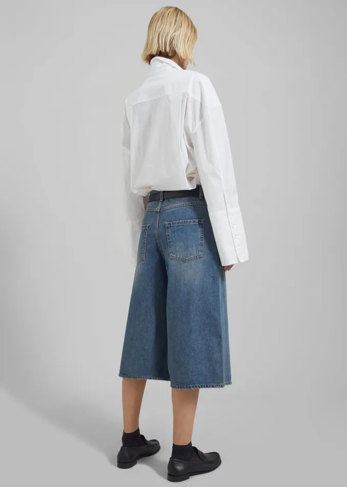 Women The Frankie Shop Bottoms Low Classic Denim Bermuda Pants Blue