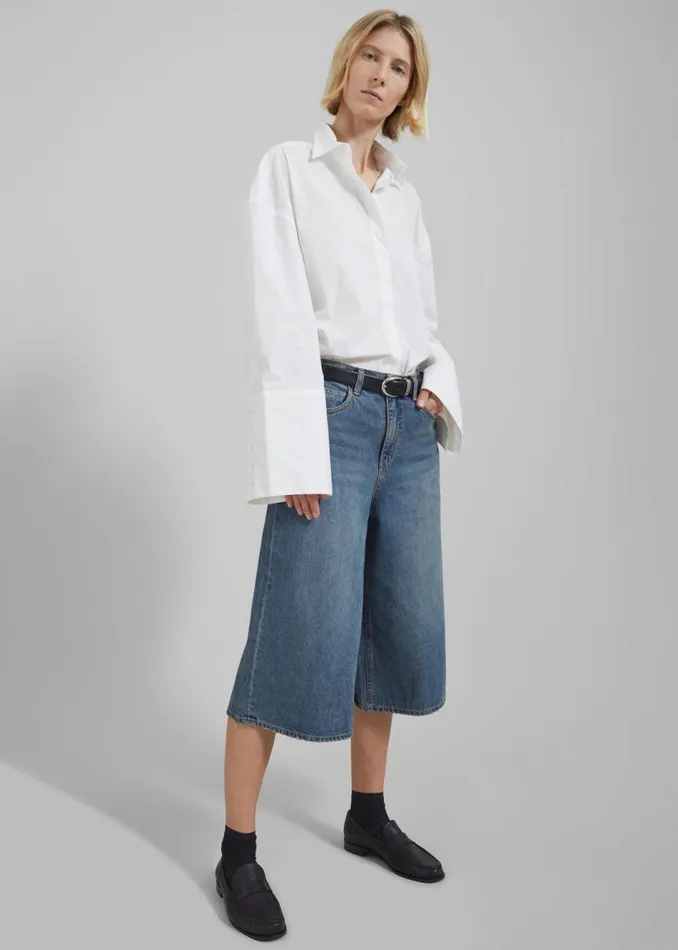 Women The Frankie Shop Bottoms Low Classic Denim Bermuda Pants Blue