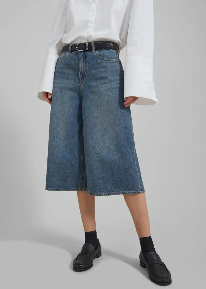 Women The Frankie Shop Bottoms Low Classic Denim Bermuda Pants Blue
