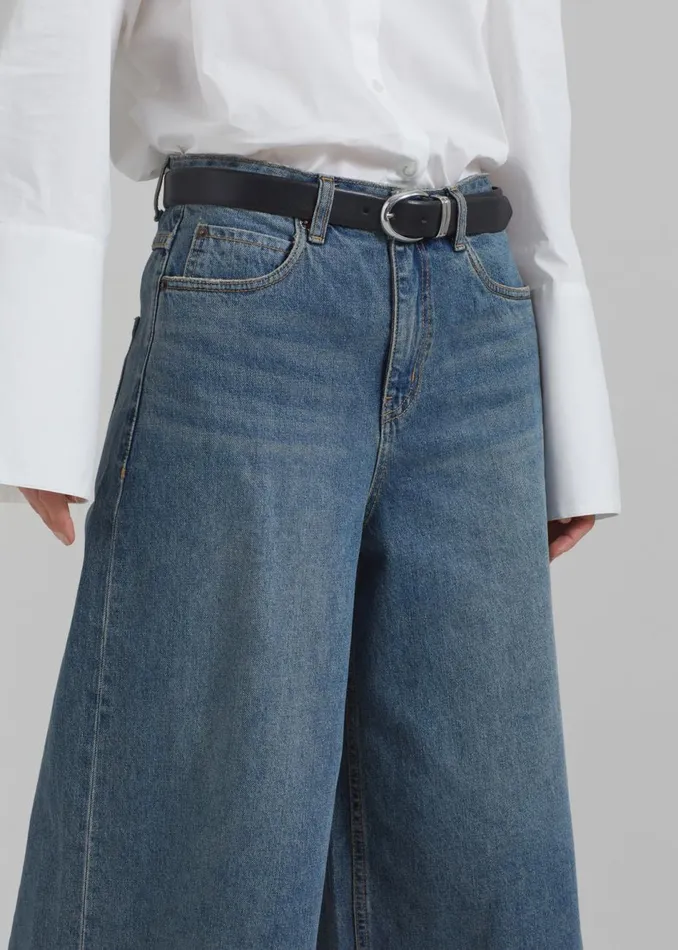 Women The Frankie Shop Bottoms Low Classic Denim Bermuda Pants Blue