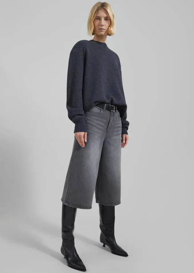 Women The Frankie Shop Bottoms Low Classic Denim Bermuda Pants Grey