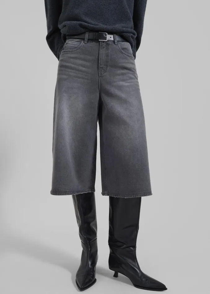 Women The Frankie Shop Bottoms Low Classic Denim Bermuda Pants Grey