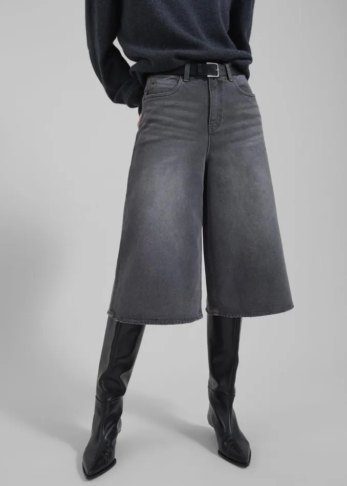 Women The Frankie Shop Bottoms Low Classic Denim Bermuda Pants Grey