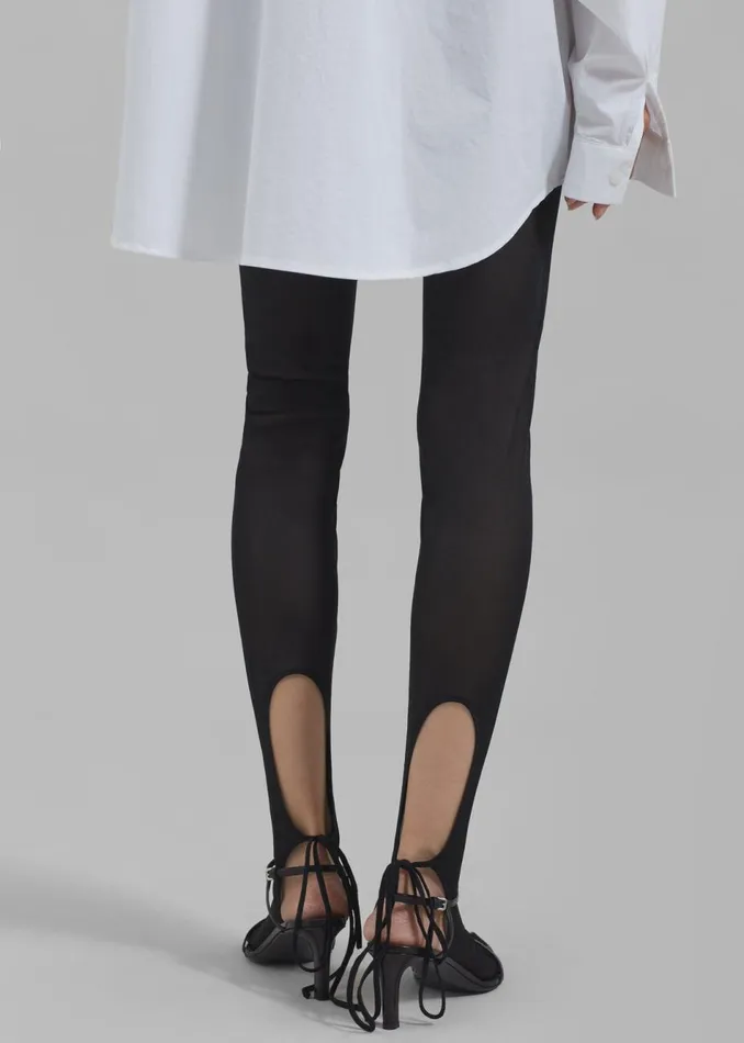 Women The Frankie Shop Bottoms Low Classic Hole Point Leggings Black