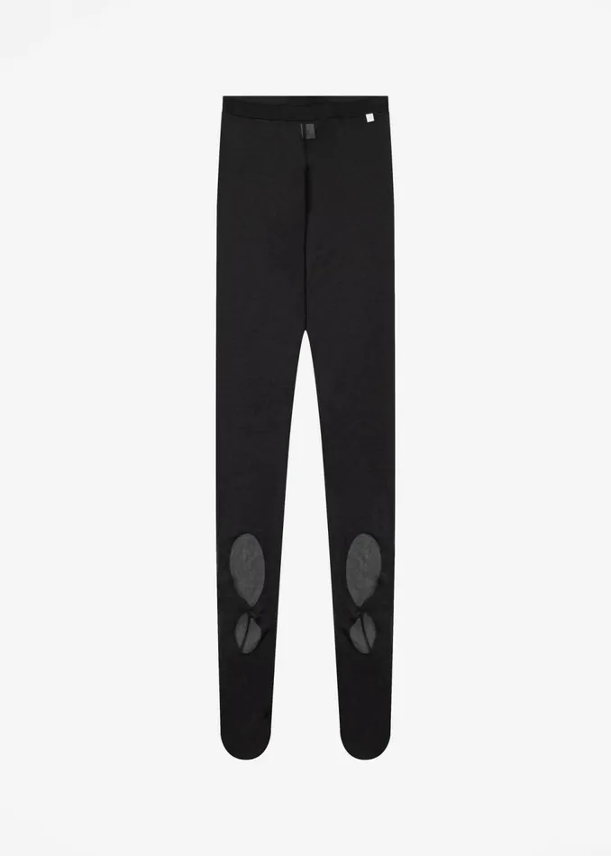 Women The Frankie Shop Bottoms Low Classic Hole Point Leggings Black