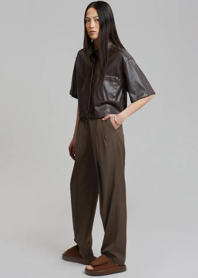 Women The Frankie Shop Bottoms Low Classic Low Rise Trousers Khaki