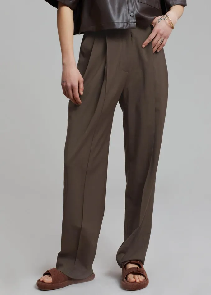Women The Frankie Shop Bottoms Low Classic Low Rise Trousers Khaki