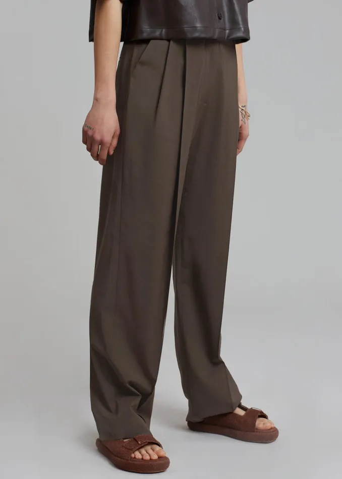 Women The Frankie Shop Bottoms Low Classic Low Rise Trousers Khaki