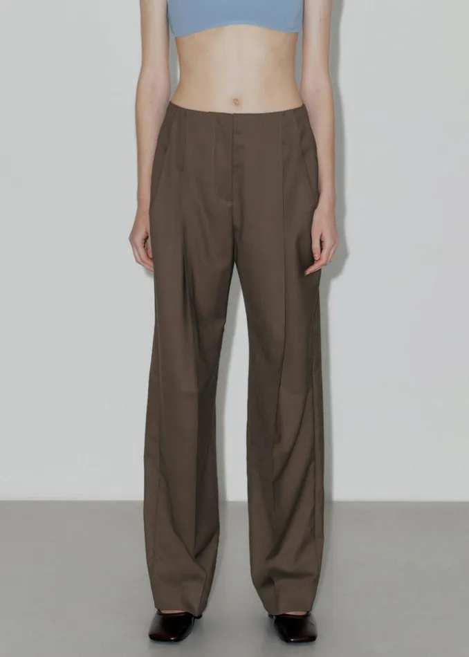 Women The Frankie Shop Bottoms Low Classic Low Rise Trousers Khaki