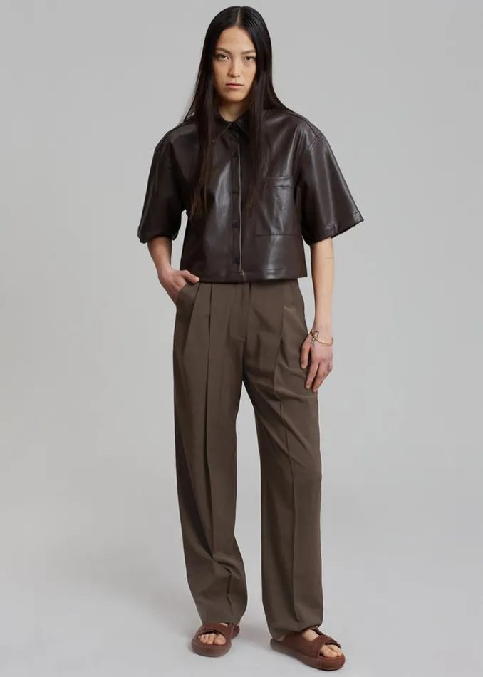 Women The Frankie Shop Bottoms Low Classic Low Rise Trousers Khaki