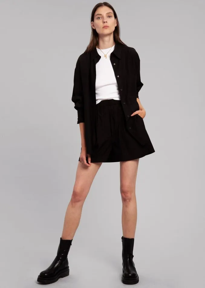 Women The Frankie Shop Bottoms Lui Organic Cotton Boxer Short Black