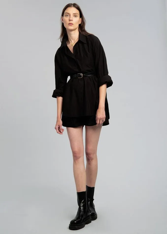 Women The Frankie Shop Bottoms Lui Organic Cotton Boxer Short Black