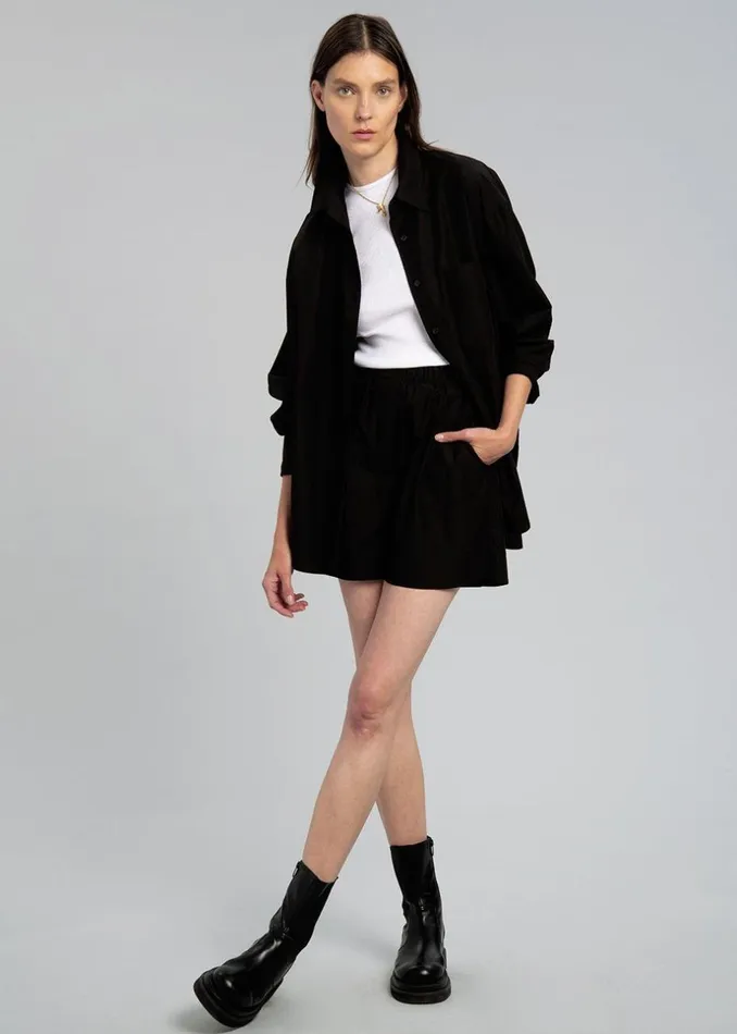 Women The Frankie Shop Bottoms Lui Organic Cotton Boxer Short Black