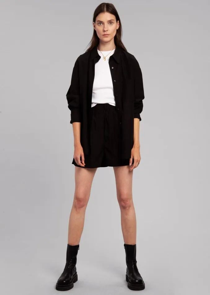 Women The Frankie Shop Bottoms Lui Organic Cotton Boxer Short Black
