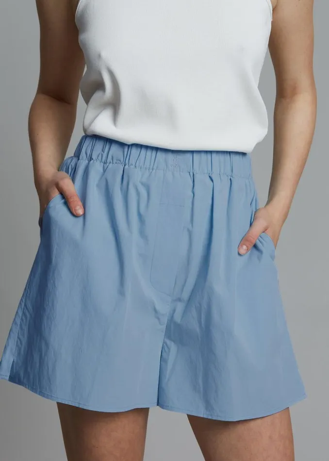 Women The Frankie Shop Bottoms Lui Organic Cotton Boxer Short Blue