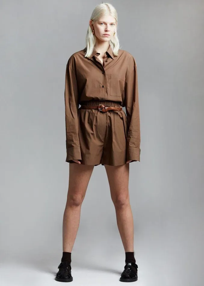 Women The Frankie Shop Bottoms Lui Organic Cotton Boxer Short Chocolate