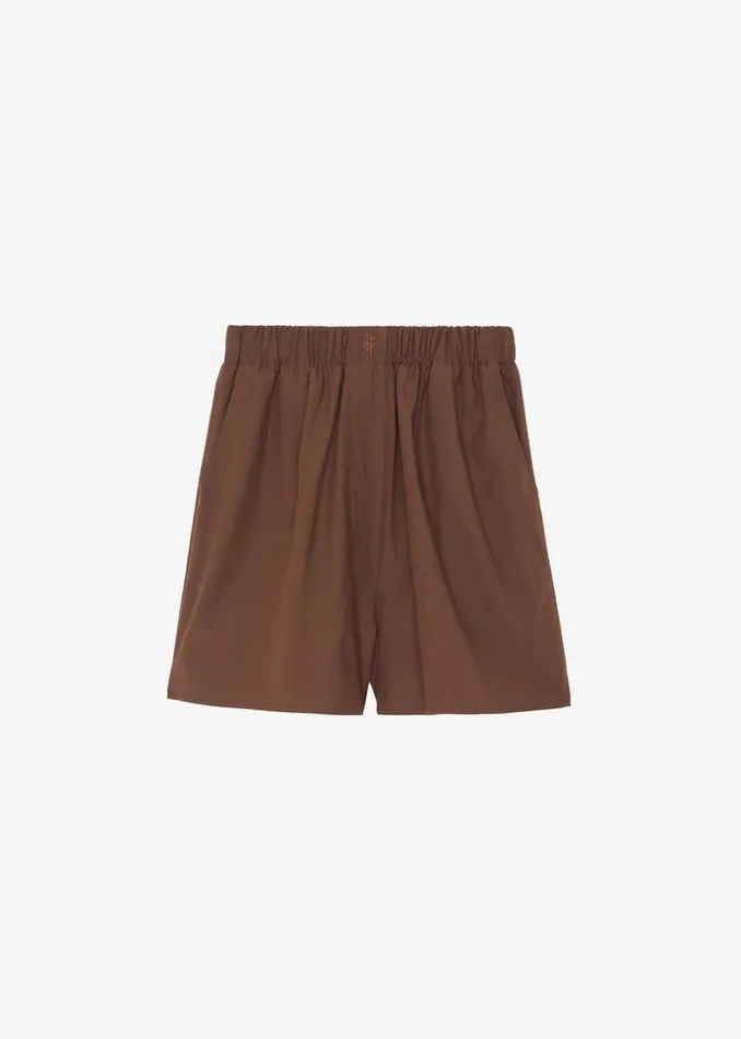 Women The Frankie Shop Bottoms Lui Organic Cotton Boxer Short Chocolate