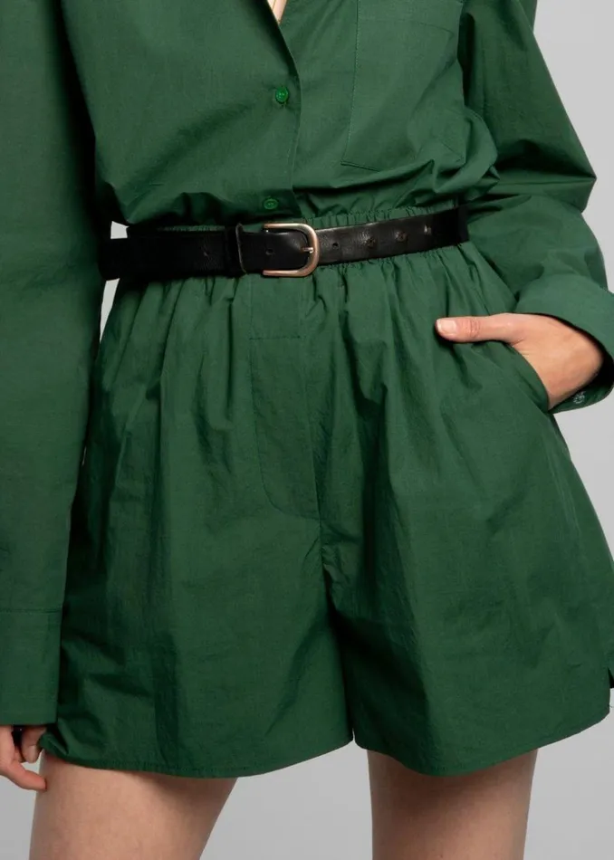 Women The Frankie Shop Bottoms Lui Organic Cotton Boxer Short Hunter Green