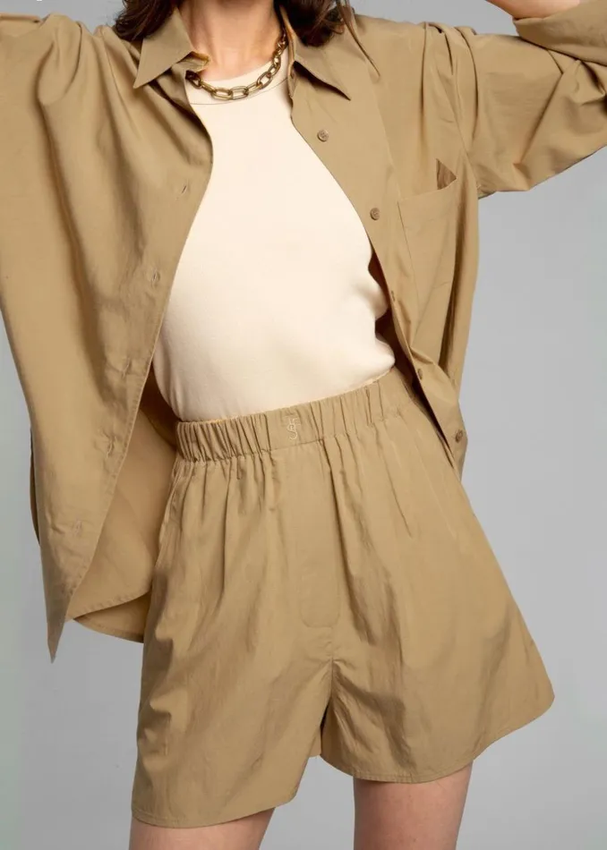 Women The Frankie Shop Bottoms Lui Organic Cotton Boxer Short Sahara