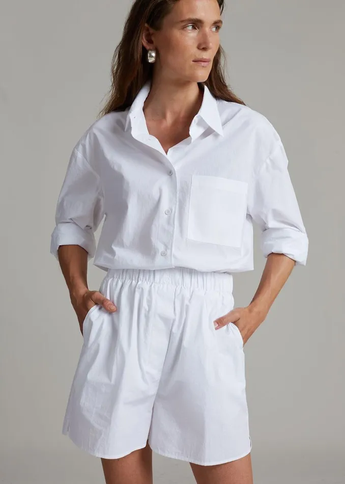 Women The Frankie Shop Bottoms Lui Organic Cotton Boxer Short White